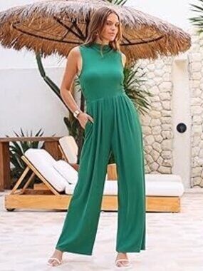 New Emerald Green PRETTYGARDEN Casual Ruffle Cap Sleeves Romper Jumpsuit